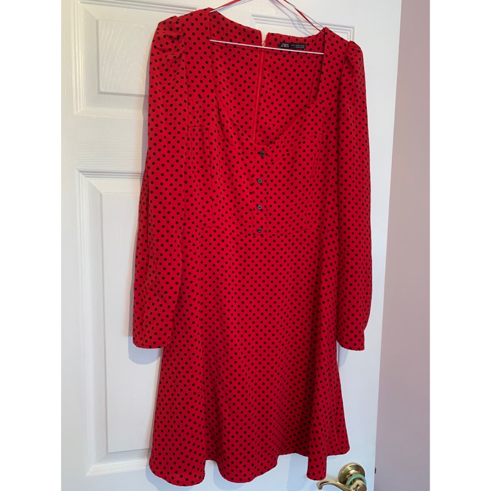 Zara Red Polka Dot Dress